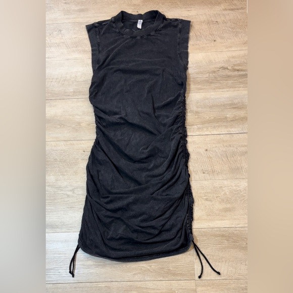 Anthropologie Daily Practice Sleeveless Ruched Faded Black Dress Size XL - Picture 3 of 8